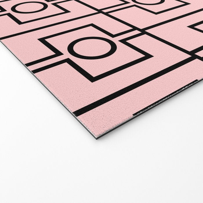 Mid Century Modern Rektangel Geometric Light Pink and Black Pattern Welcome Mat Gallery Image 2