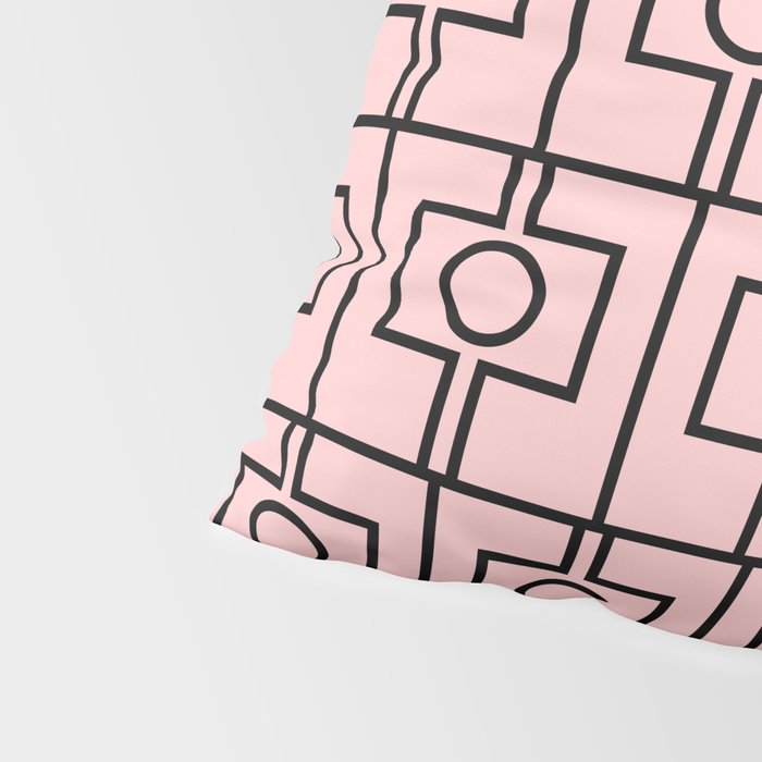 Mid Century Modern Rektangel Geometric Light Pink and Black Pattern Pillow Sham Gallery Image 4