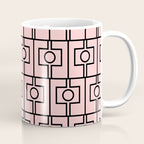 Mid Century Modern Rektangel Geometric Light Pink and Black Pattern Coffee Mug Gallery Image 1
