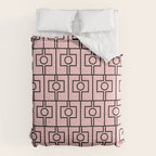 Mid Century Modern Rektangel Geometric Light Pink and Black Pattern Comforter Gallery Image 6