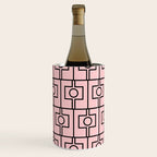 Mid Century Modern Rektangel Geometric Light Pink and Black Pattern Wine Chiller Gallery Image 2