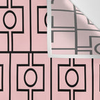 Mid Century Modern Rektangel Geometric Light Pink and Black Pattern Wall Tapestry Gallery Image 3