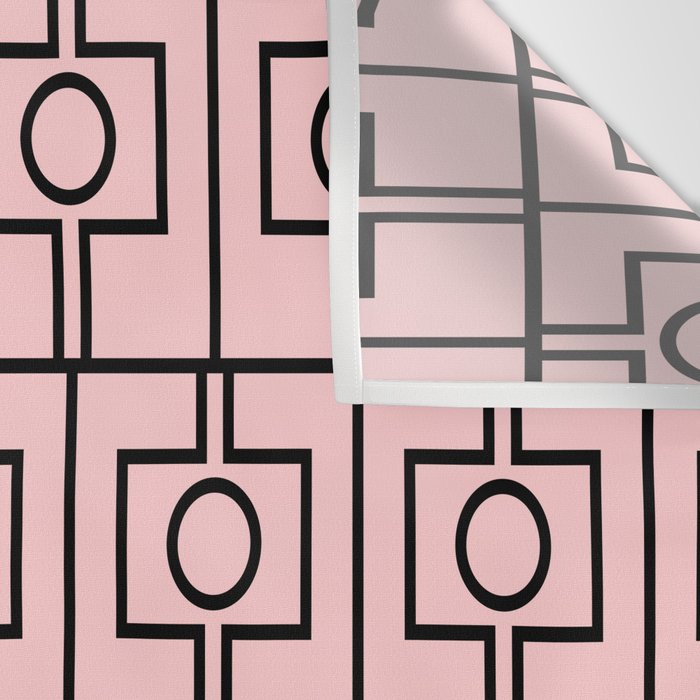Mid Century Modern Rektangel Geometric Light Pink and Black Pattern Wall Tapestry Gallery Image 3