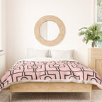 Mid Century Modern Rektangel Geometric Light Pink and Black Pattern Duvet Cover Gallery Image 3