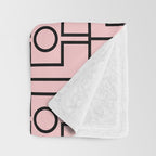 Mid Century Modern Rektangel Geometric Light Pink and Black Pattern Throw Blanket Gallery Image 3