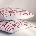 Mid Century Modern Rektangel Geometric Light Pink and Black Pattern Pillow Sham Gallery Image 3