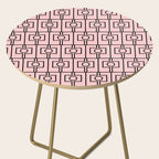 Mid Century Modern Rektangel Geometric Light Pink and Black Pattern Side Table Gallery Image 2