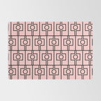 Mid Century Modern Rektangel Geometric Light Pink and Black Pattern Rug Gallery Image 2