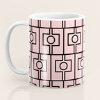Mid Century Modern Rektangel Geometric Light Pink and Black Pattern Coffee Mug Gallery Image 3