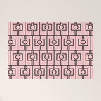 Mid Century Modern Rektangel Geometric Light Pink and Black Pattern Welcome Mat Gallery Image 1