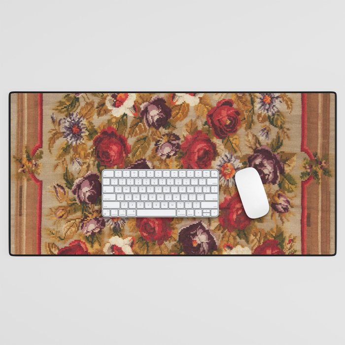 Antique Russian Bessarabian Floral Rug Print Desk Mat Gallery Image 1