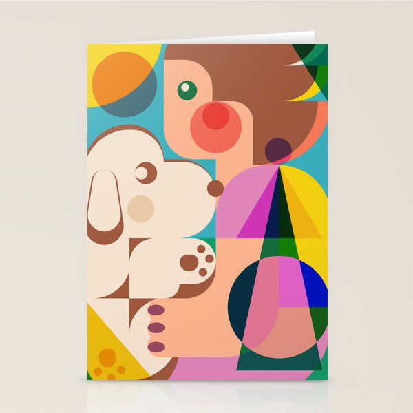 Girl with Cute Puppy Stationery Card Gallery Image 1