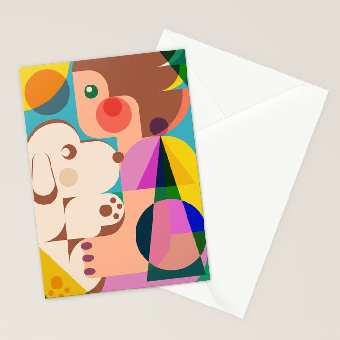 Girl with Cute Puppy Stationery Card Gallery Image 2