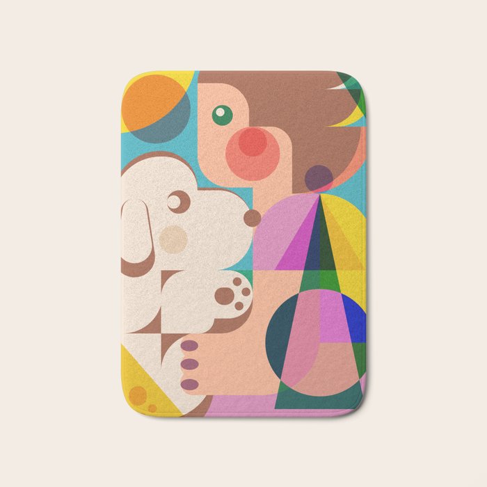 Girl with Cute Puppy Bath Mat Gallery Image 1