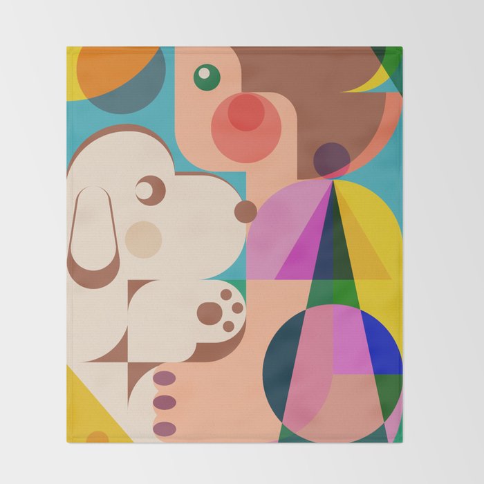 Girl with Cute Puppy Throw Blanket Gallery Image 2