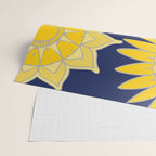 Sunshine yellow navy blue abstract floral mandala Wrapping Paper Gallery Image 2