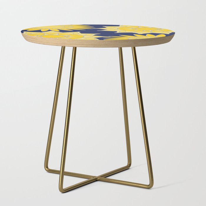 Sunshine yellow navy blue abstract floral mandala Side Table Gallery Image 1