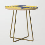 Sunshine yellow navy blue abstract floral mandala Side Table Gallery Image 1