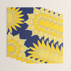 Sunshine yellow navy blue abstract floral mandala Wrapping Paper Gallery Image 3