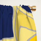 Sunshine yellow navy blue abstract floral mandala Window Curtain Gallery Image 2