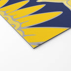 Sunshine yellow navy blue abstract floral mandala Welcome Mat Gallery Image 2