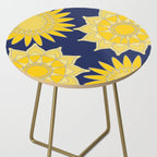 Sunshine yellow navy blue abstract floral mandala Side Table Gallery Image 2