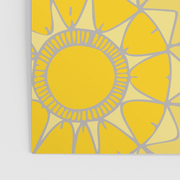 Sunshine yellow navy blue abstract floral mandala Poster Gallery Image 3