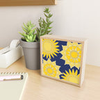 Sunshine yellow navy blue abstract floral mandala Mini Art Print Gallery Image 2