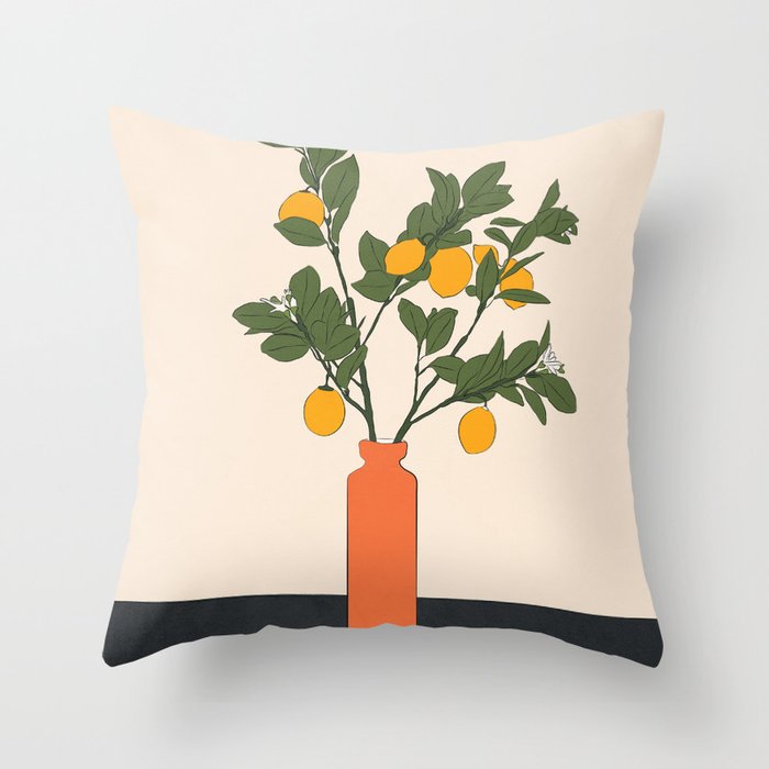 Ripe Lemon Plant Throw Pillow Gallery Image 1