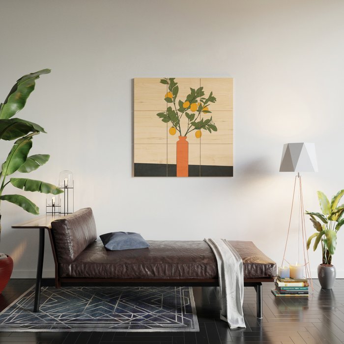 Ripe Lemon Plant Wood Wall Art Gallery Image 2