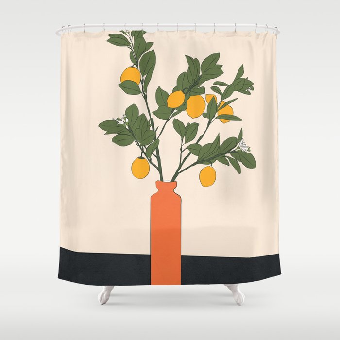 Ripe Lemon Plant Shower Curtain Gallery Image 1