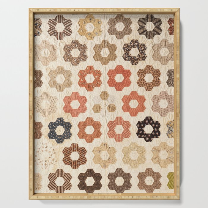 Vintage Multicolor Patchwork Quilt Serving Tray Gallery Image 1