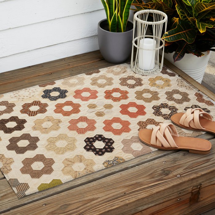 Vintage Multicolor Patchwork Quilt Outdoor Rug Gallery Image 2