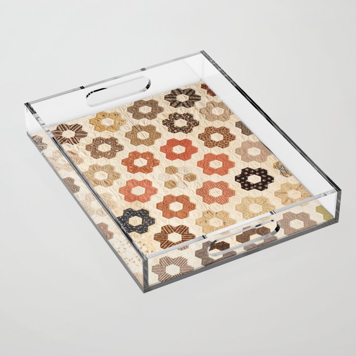 Vintage Multicolor Patchwork Quilt Acrylic Tray Gallery Image 1