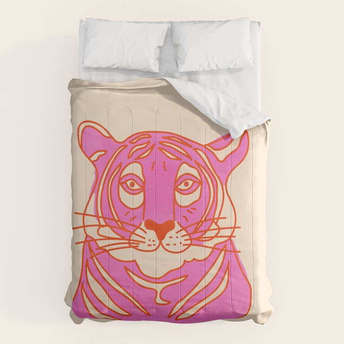 Hot Pink Tiger Portrait Comforter Gallery Image 6