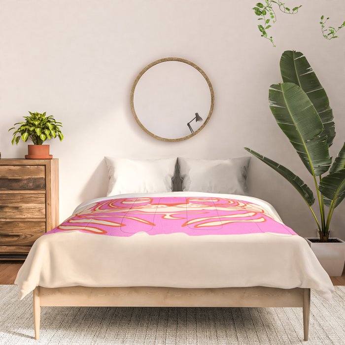 Hot Pink Tiger Portrait Comforter Gallery Image 3