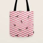 Pink Check Horses  Pattern Tote Bag Gallery Image 1