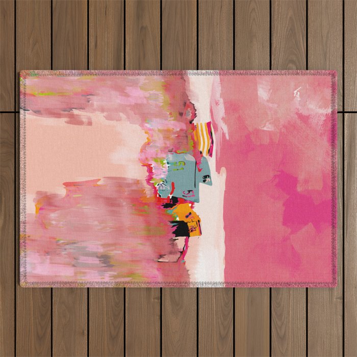 beach life pink Outdoor Rug Gallery Image 1