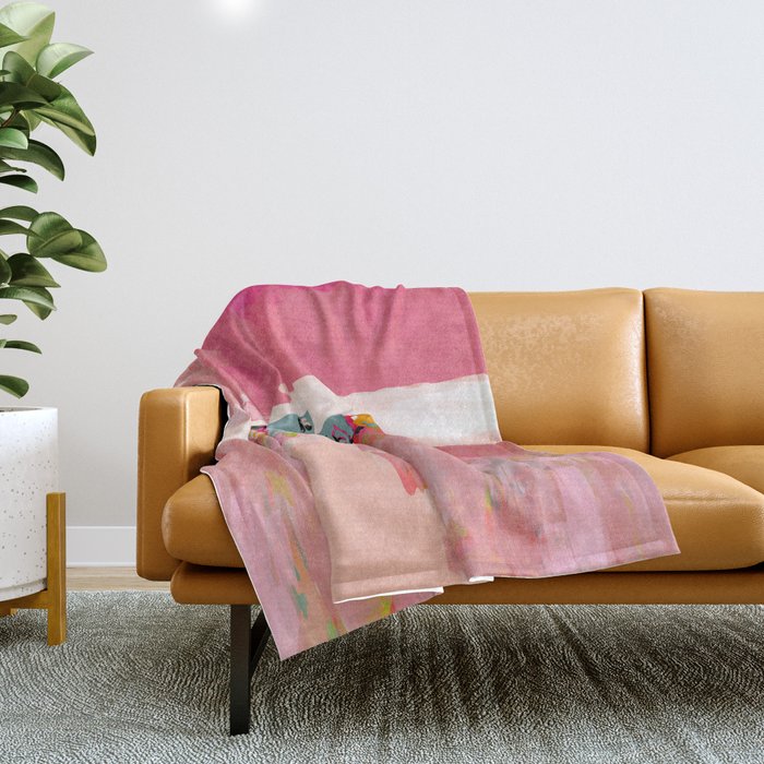 beach life pink Throw Blanket Gallery Image 1