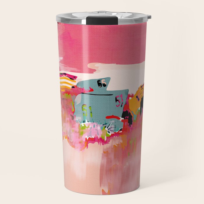 beach life pink Travel Mug Gallery Image 1