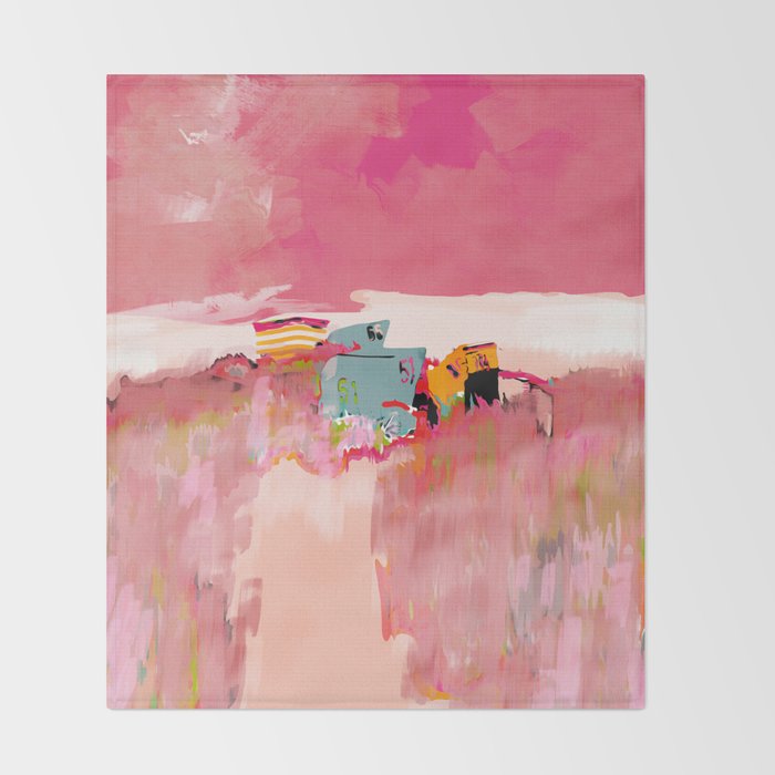 beach life pink Throw Blanket Gallery Image 2