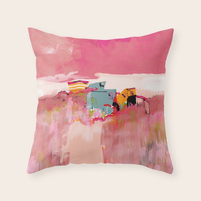 beach life pink Throw Pillow Gallery Image 6