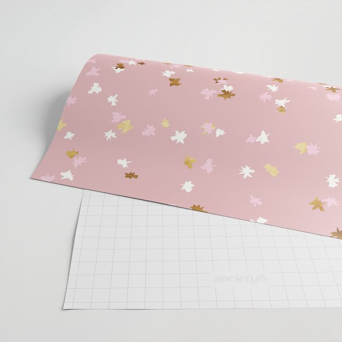 Floating Confetti - Pink Blush and Gold Wrapping Paper Gallery Image 2