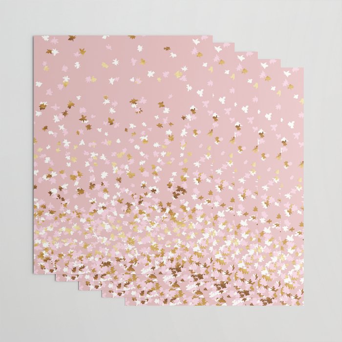 Floating Confetti - Pink Blush and Gold Wrapping Paper Gallery Image 3