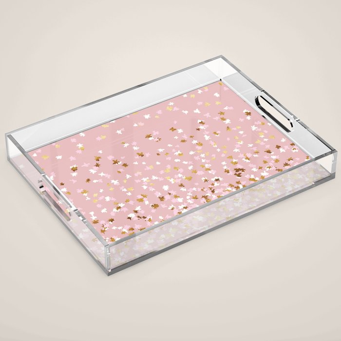 Floating Confetti - Pink Blush and Gold Acrylic Tray Gallery Image 1