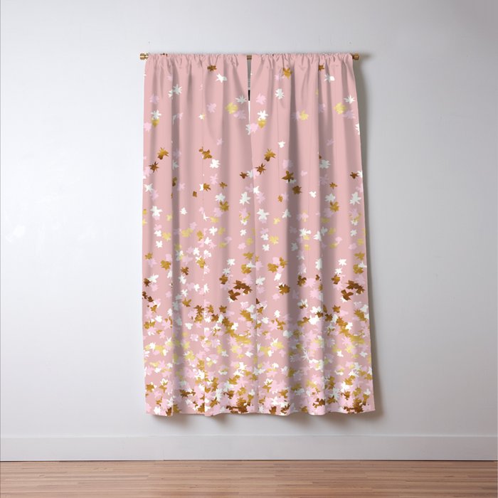 Floating Confetti - Pink Blush and Gold Window Curtain Gallery Image 3