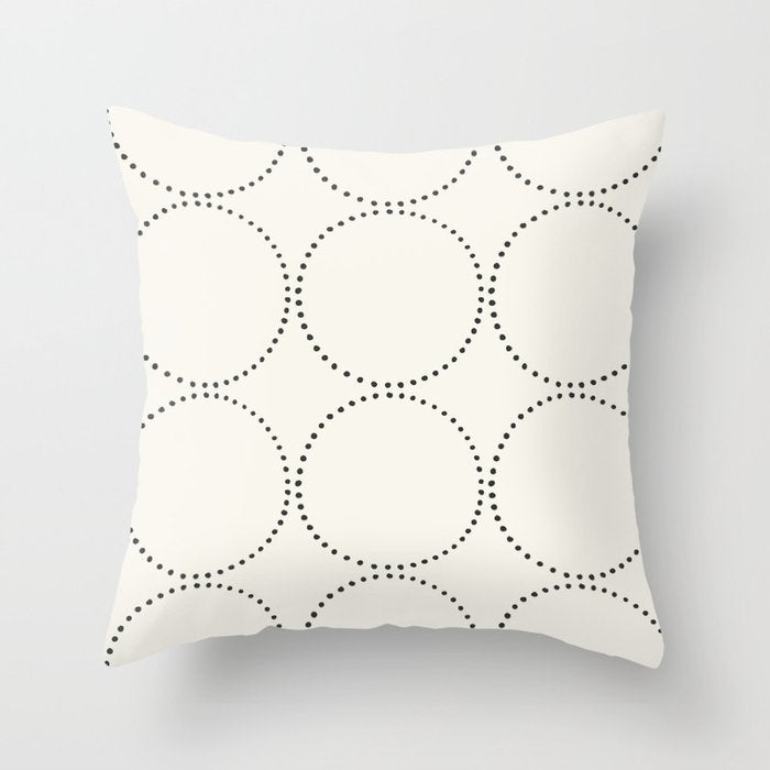 Minimalist Dotted Circles in Black and White Throw Pillow Gallery Image 6