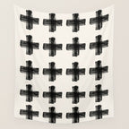 Hand Painted Swiss Cross Pattern - Black on Beige Wall Tapestry Gallery Image 4