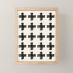 Hand Painted Swiss Cross Pattern - Black on Beige Mini Art Print Gallery Image 1