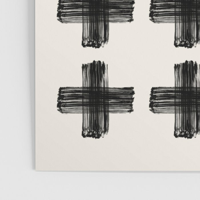 Hand Painted Swiss Cross Pattern - Black on Beige Poster Gallery Image 3